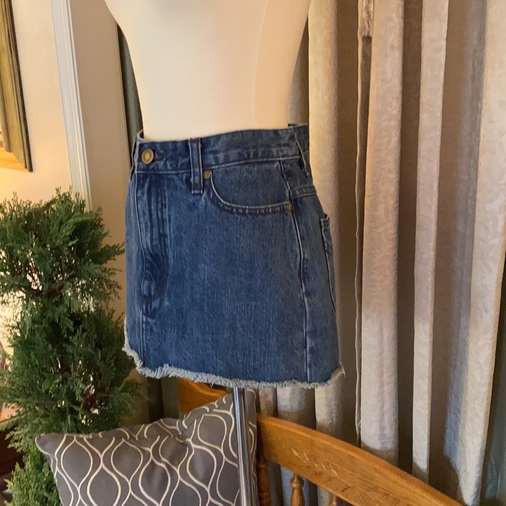 Free People Denim Jean Cut Off Raw Hem Mini Skirt - Picture 5 of 16
